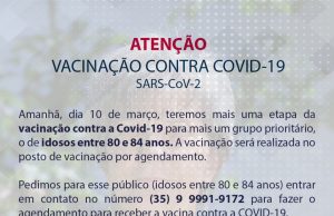 Monte Santo começa hoje vacinação de idosos de 80 a 84 anos