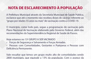Nota de esclarecimento à população