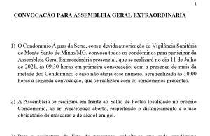 Convocação Assembleia Geral Extraordinária – Condomínio Águas da Serra