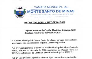 Aprovação da Prestação de Contas Prefeitura Municipal de Monte Santo de Minas