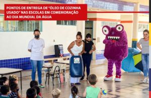 Pontos de entrega de “óleo de cozinha usado” nas escolas em comemoração ao dia Mundial da Água