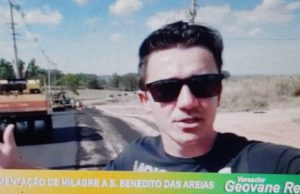 Geovane dos Reis comemora início das obras de pavimentação da estrada que liga o Distrito de Milagre a São Benedito das Areias