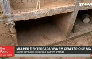 Mulher pede socorro e é resgatada de túmulo no interior de MG