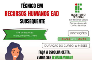 Inscrições abertas para o curso técnico EAD em recursos humanos!