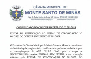 COMUNICADO DO CONCURSO PÚBLICO Nº 001/2024