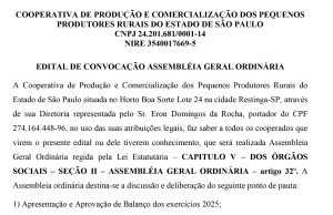 EDITAL DE CONVOCAÇÃO ASSEMBLEIA GERAL ORDINÁRIA