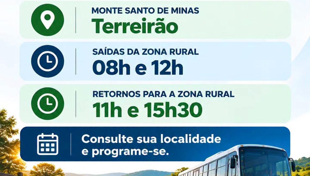 Transporte gratuito garante acesso às Eleições 2026 na zona rural de Monte Santo de Minas